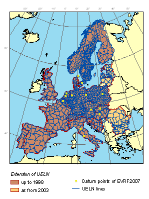 Picture shows  the datum points in EVRF2007 