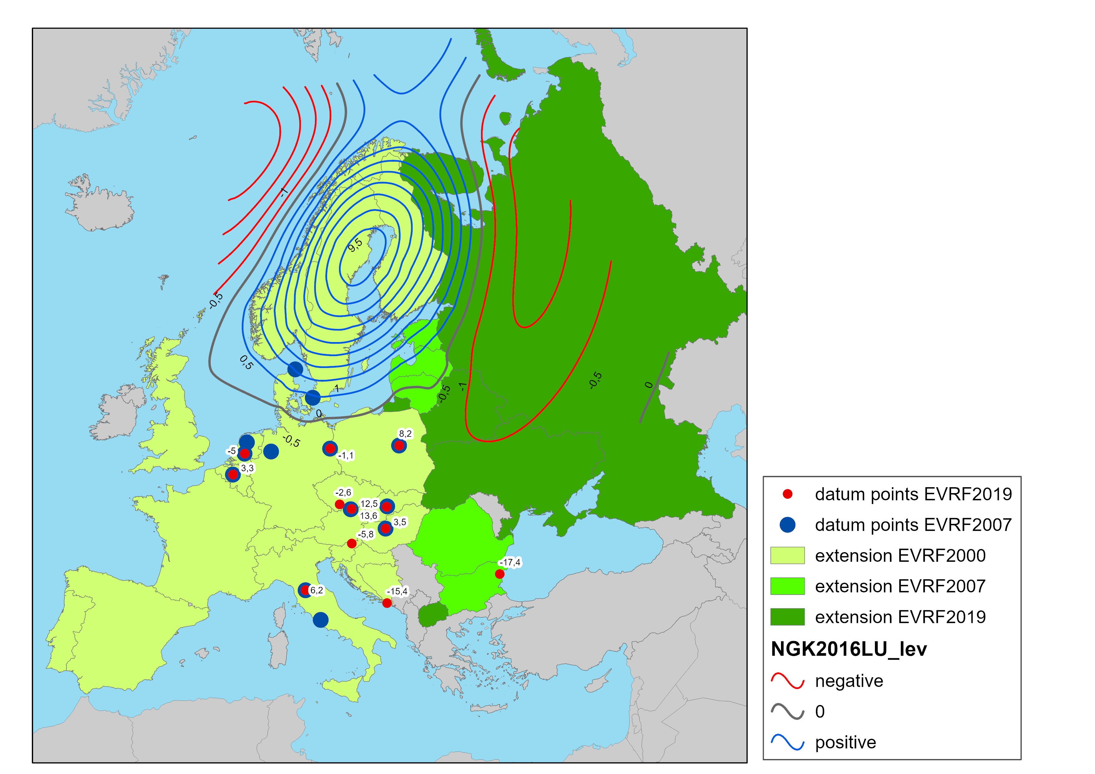 Picture shows in a map the distribution of the datum points