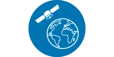 verweist auf: Modul M-FE-1: Der Blick von ganz oben – eine Einführung in die Fernerkundung Das Logo zeigt eine Skizze der Erdkugel und einen Satelliten (verweist auf: Modul M-FE-1: Der Blick von ganz oben – eine Einführung in die Fernerkundung)