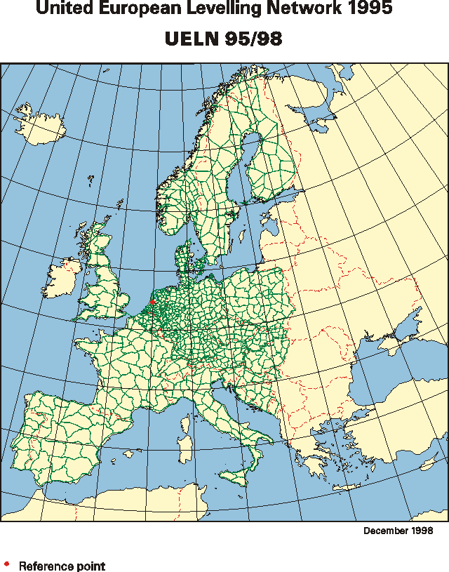 Picture shows a map of network configuration of UELN in 1998