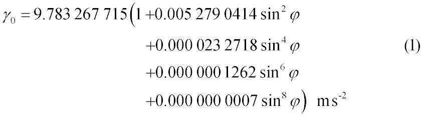 formula for computation of normal gravity (click to enlarge)